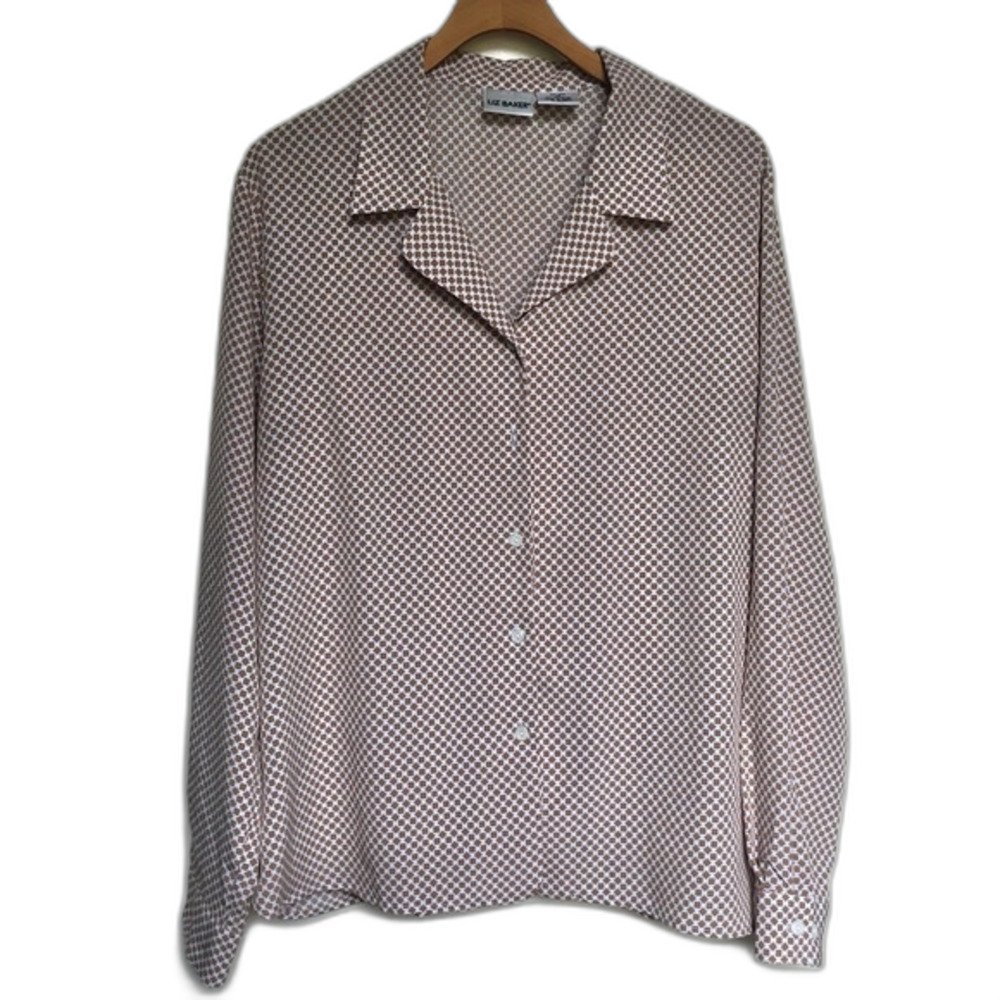 Liz Baker Vintage Button-Up Long Sleeve Blouse Size 14 Y2K Cottagecore